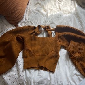 Mink Pink Mustard Puff Sleeve Sweater